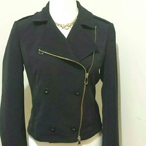Boss Moto Style Sz 4 navy blue jacket blazer EUC